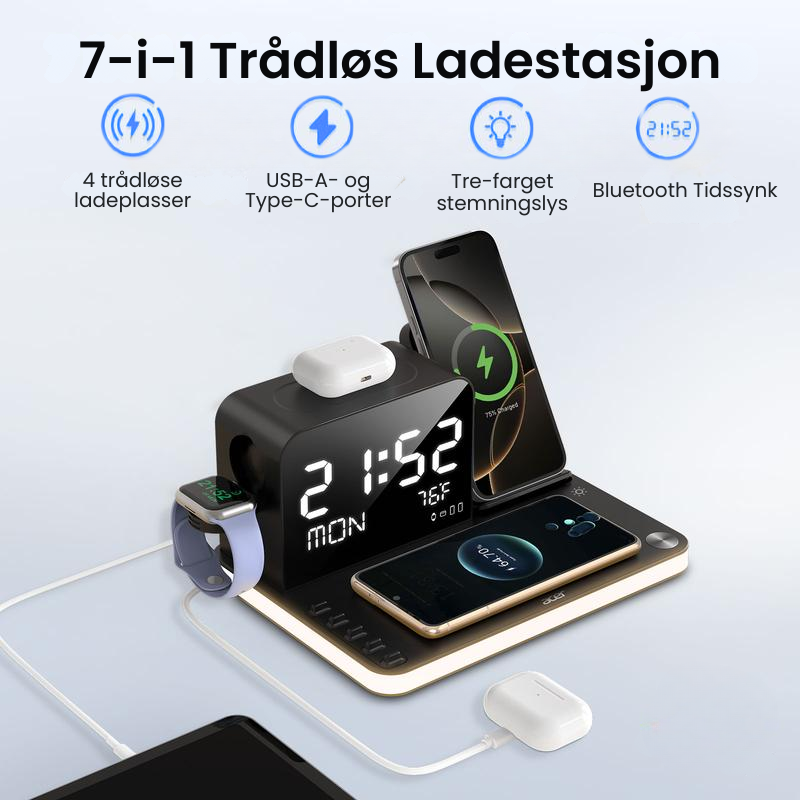 Pixer™ 7-i-1 Trådløs Ladestasjon