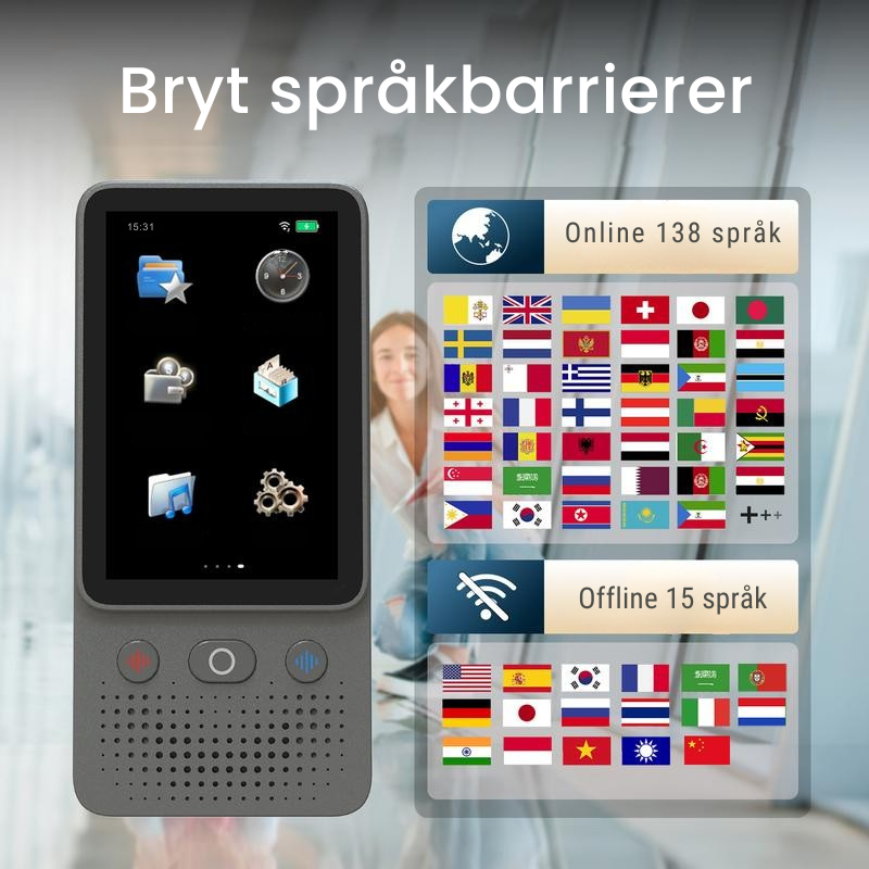 AI Språkoversetter Enhet | 138 Språk, Sanntids Tale- og Fotooversettelse