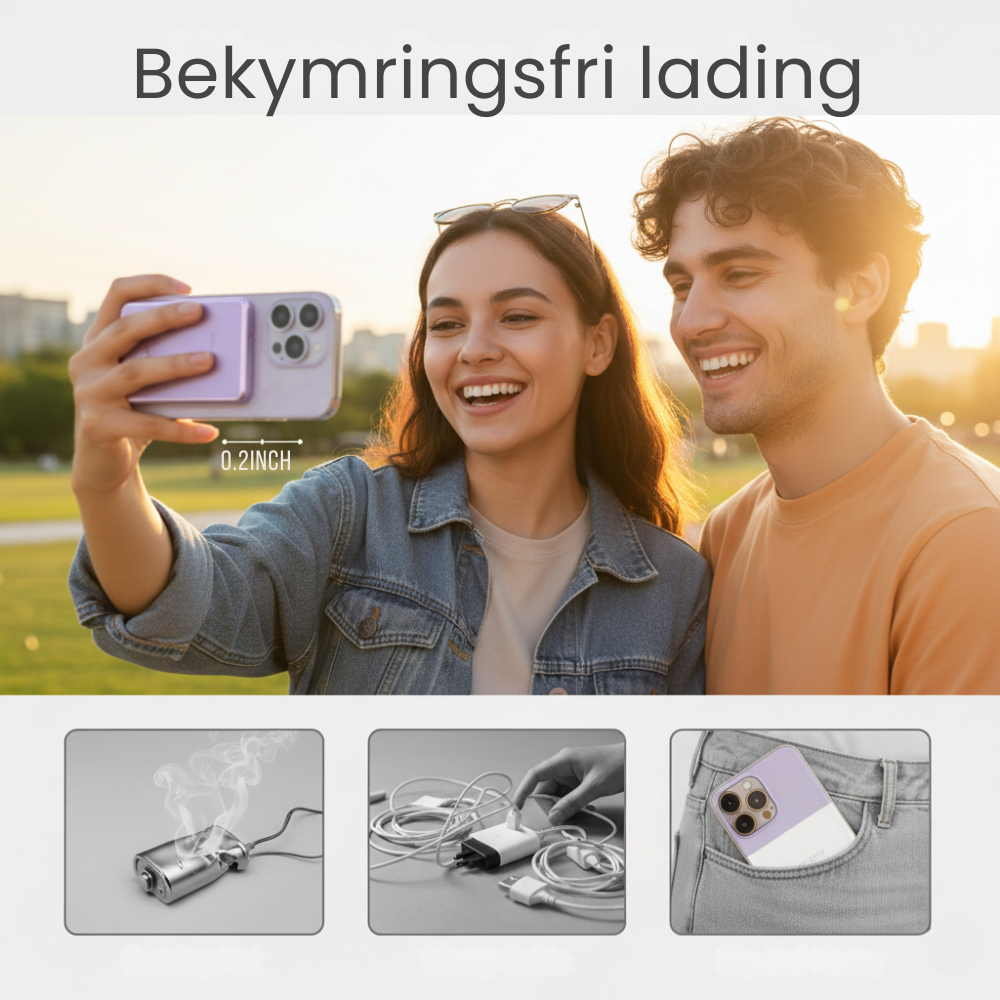 Bærbar MagSafe powerbank med trådløs lading