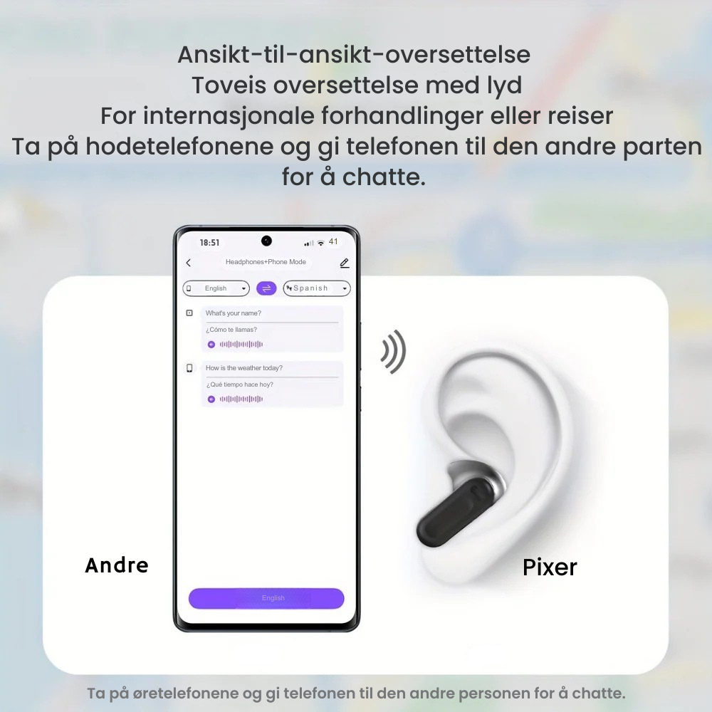AI-oversettende trådløse ørepropper med støyreduksjon