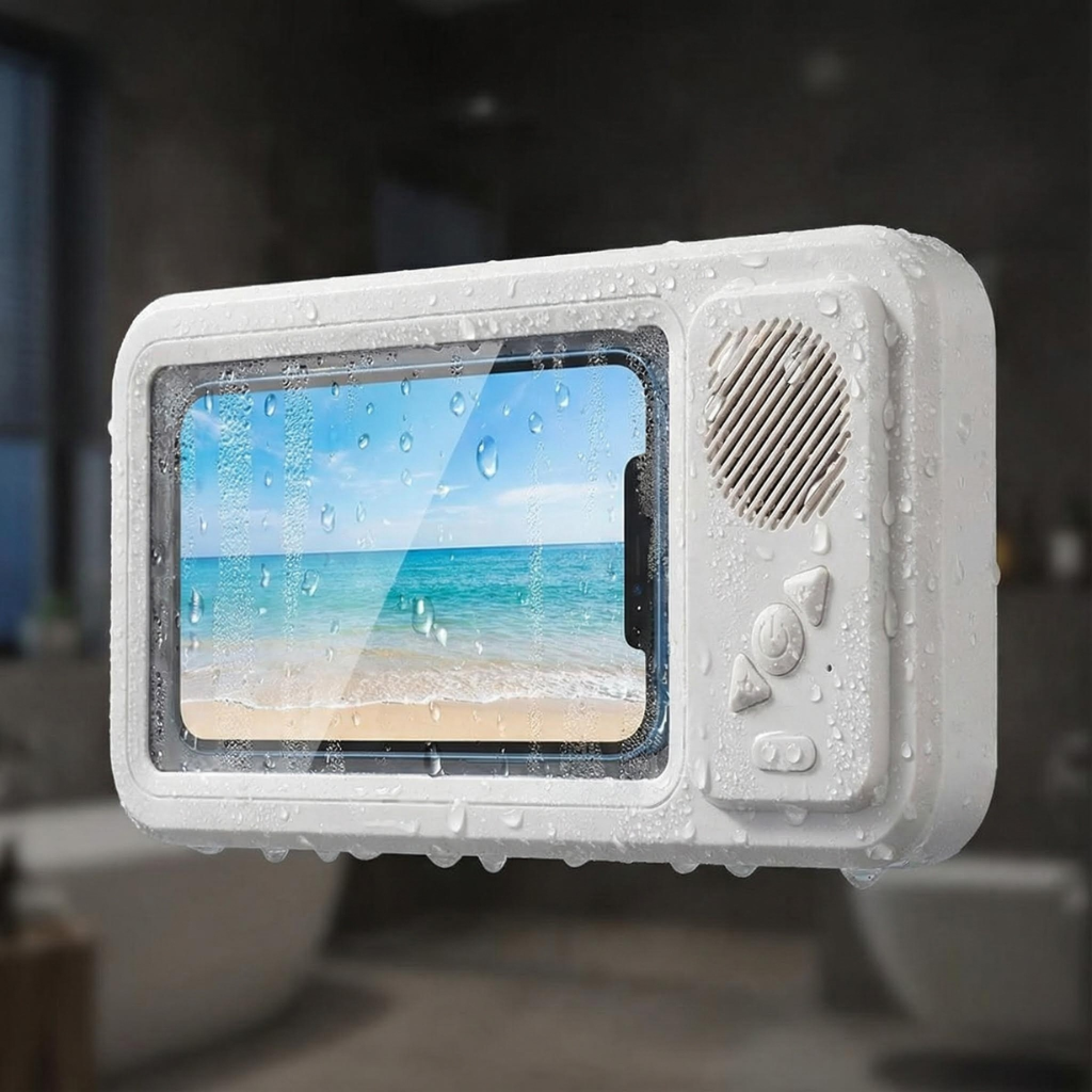 Vanntett Mobilholder med Høyttaler for Bad