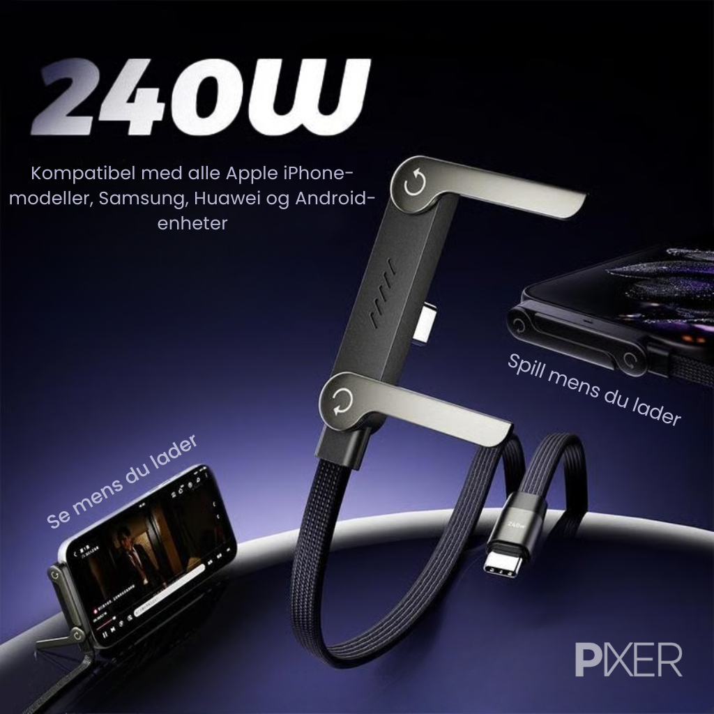 Usynlig ladeholder med kabel og stativ